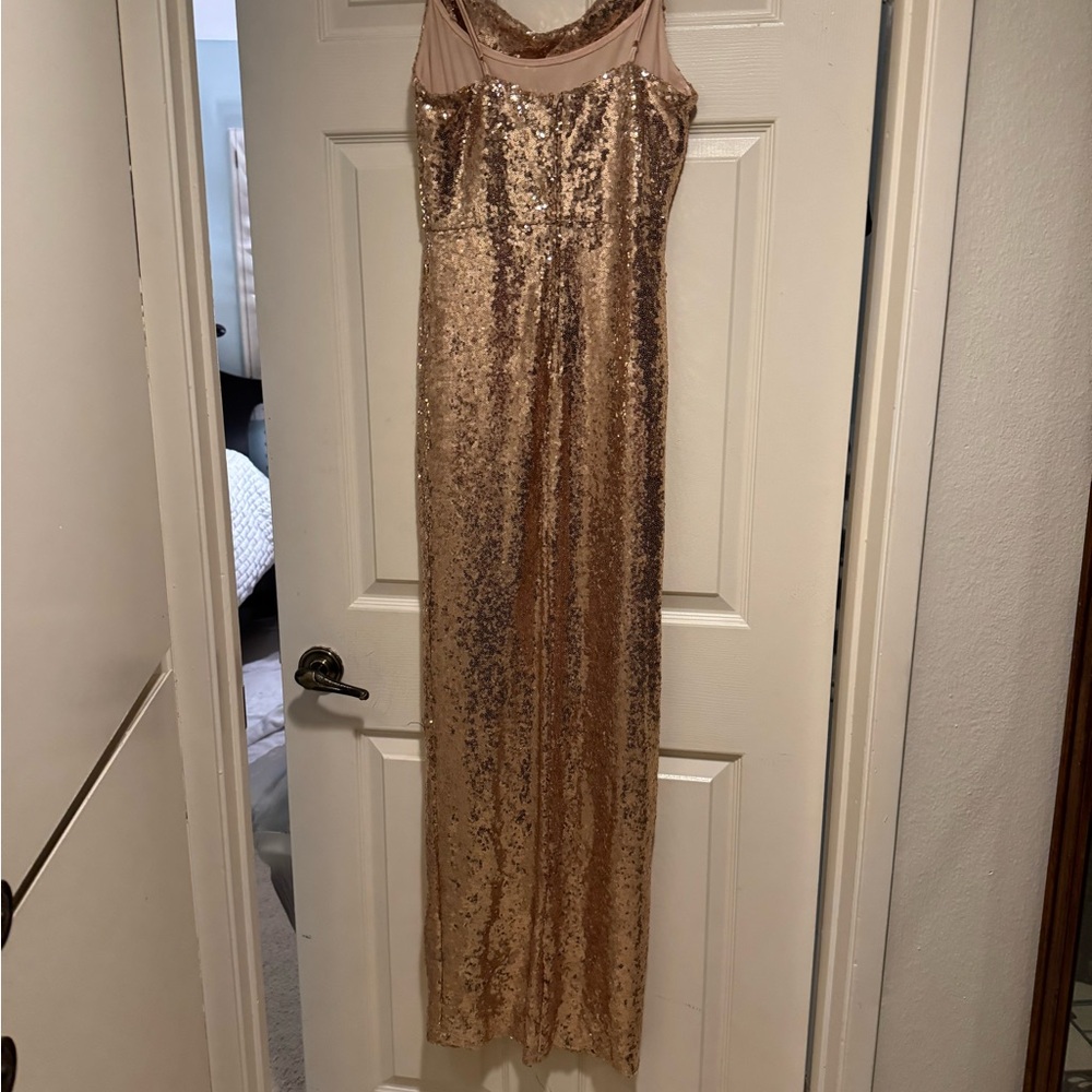 Elegant Gold Sequin Evening Dress